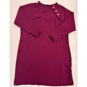 Talbots Plus Petite Long Sleeve Ruffle Knit Dress Plum Purple Sz 1XP